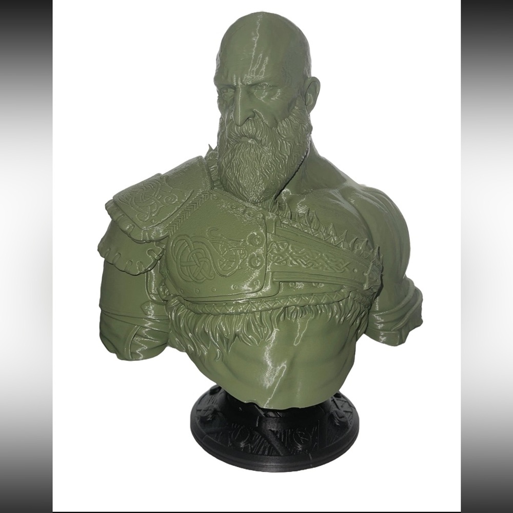 Kratos (God of War) | Bust with Base | 3D Figurine | PLA | Unpainted | 10”